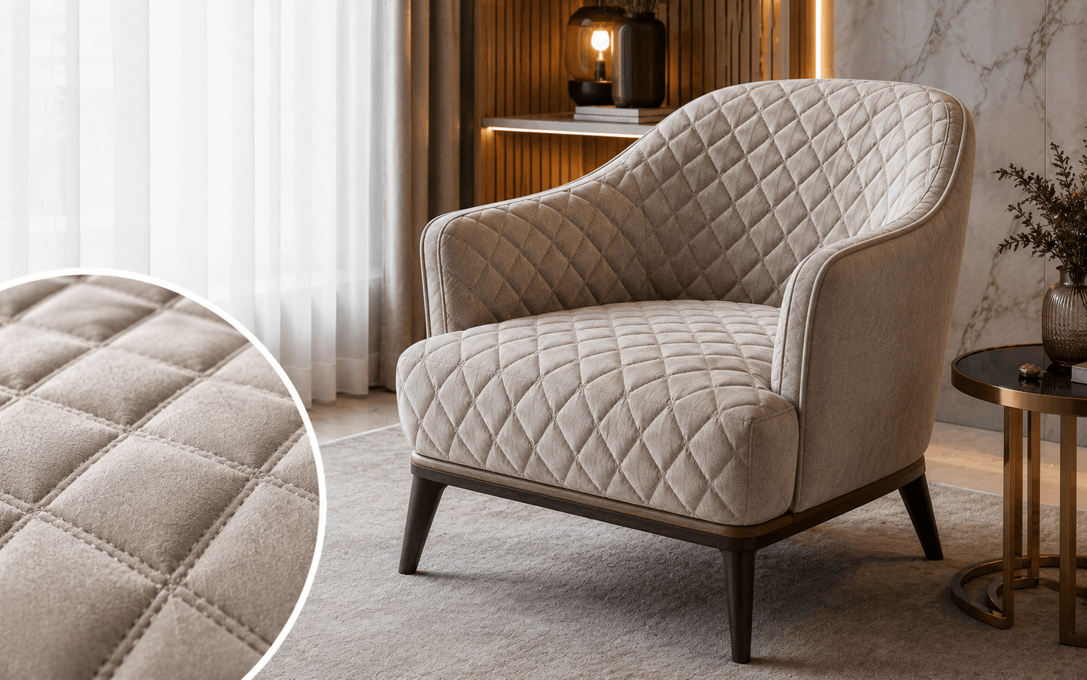 Costura decorativa aplicada em cadeiras e poltronas